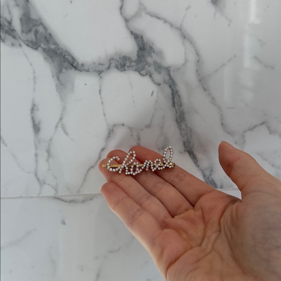 Gold Pearl Crystal Hair Clip
